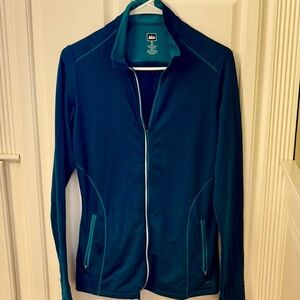 REI Jacket Womens Medium Long Sleeve Full Zip Lightweight Teal Blue Zip Pockets